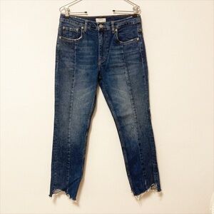 ZARA Premium Medium Wash Distressed Destroyed Hem Skinny Jeans Boho Hippie 28” 6